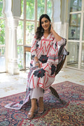Abstract Bloom Printed Anarkali Suit Set - Qurbat