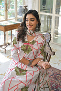 Abstract Bloom Printed Anarkali Suit Set - Qurbat
