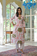 Abstract Bloom Printed Anarkali Suit Set - Qurbat