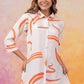 Abstract Orange Russian Silk Short Kurti - Qurbat