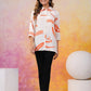 Abstract Orange Russian Silk Short Kurti - Qurbat