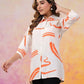 Abstract Orange Russian Silk Short Kurti - Qurbat