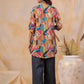 Abstract Printed Co - ord Set with Bottom Detailing - Qurbat