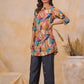 Abstract Printed Co - ord Set with Bottom Detailing - Qurbat