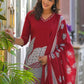 Amethyst Bloom Printed Kurta Set with Dupatta - Qurbat