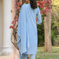 Azure Bloom Chikankari Suit Set - Qurbat