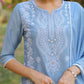Azure Bloom Chikankari Suit Set - Qurbat