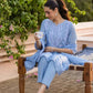 Azure Bloom Chikankari Suit Set - Qurbat