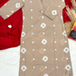 Beige Ikat Cotton Suit Set with Mulmul Dupatta – 3 Piece Elegant Ethnic Wear