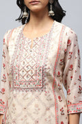 Beige Printed Suit Set for Women – Elegant & Timeless - Qurbat