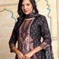 Black & Beige Ethnic Motif Printed Kurta Set with Embellished Neckline - Qurbat