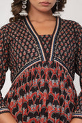 Black Printed Cotton Suit Set - Qurbat