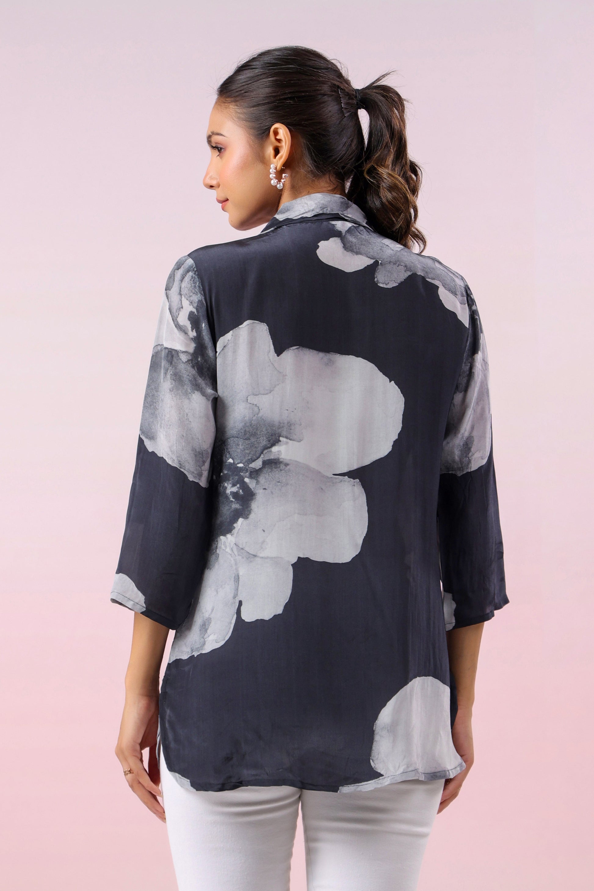 Black Russian Silk Short Kurti - Qurbat