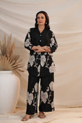 Black Silk Digital Printed Co - ord Set - Qurbat