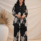 Black Silk Digital Printed Co - ord Set - Qurbat