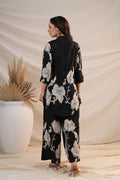 Black Silk Digital Printed Co - ord Set - Qurbat