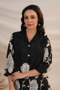 Black Silk Digital Printed Co - ord Set - Qurbat