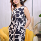 Monochrome Abstract Print Sleeveless Kurta Set (2PC) - Premium Cotton