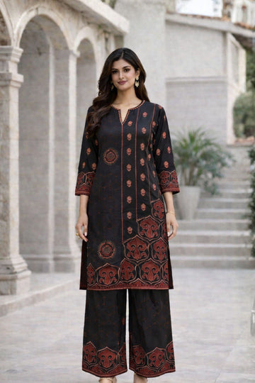 Black Ajrakh Printed Co-ord Set