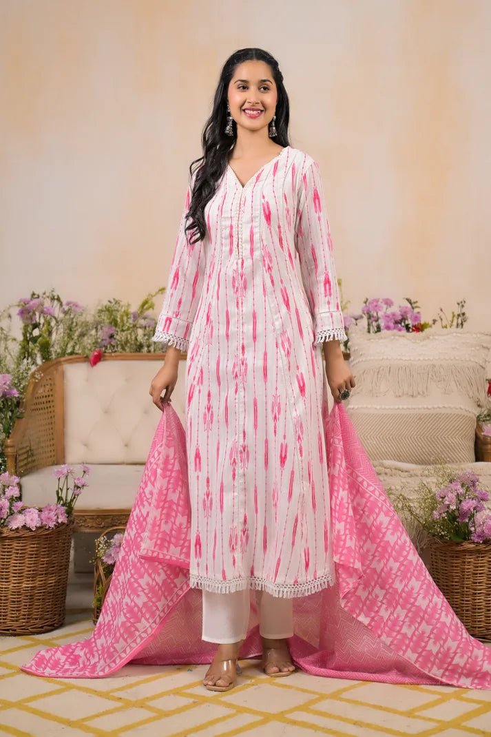 Blossom Hues Printed Suit Set - Qurbat