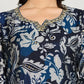 Blue Floral Printed 3 - Piece Suit with Embroidered Neckline - Qurbat