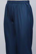 Blue Printed Suit Set for Women with Zari Embroidery - Qurbat