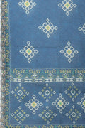 Blue Printed Suit Set for Women with Zari Embroidery - Qurbat