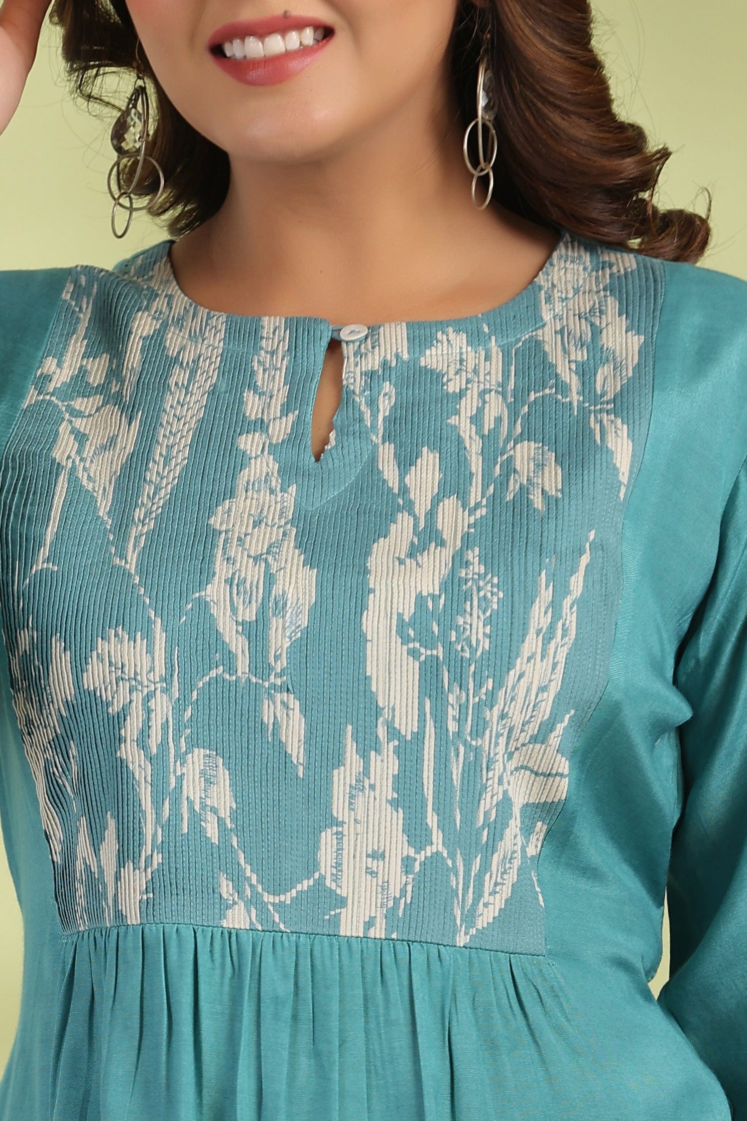 Blue Solid Silk Kurti - Qurbat