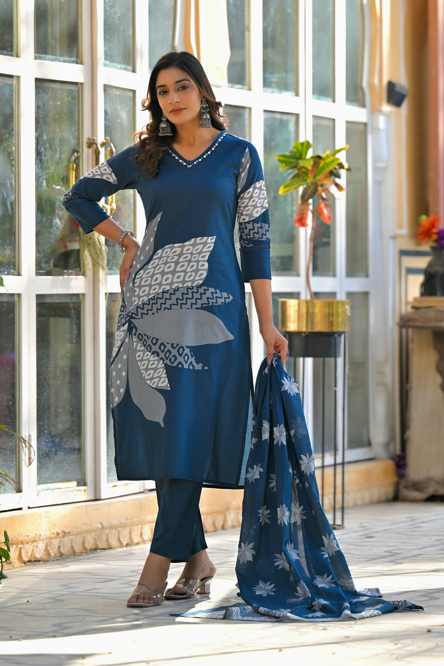 Amethyst Bloom Printed Kurta Set with Dupatta