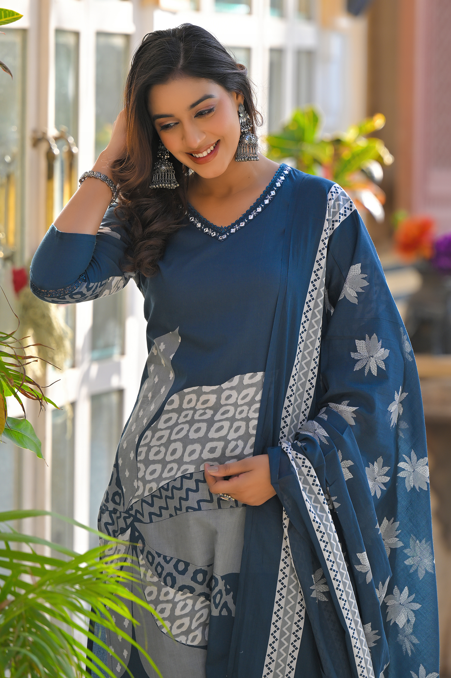 Amethyst Bloom Printed Kurta Set with Dupatta