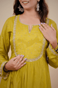Classic Heena Green Embroidered Suit Set with Dupatta - Qurbat
