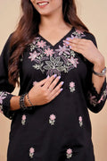 Elegant Black Kurta Set – A Fusion of Comfort & Style - Qurbat