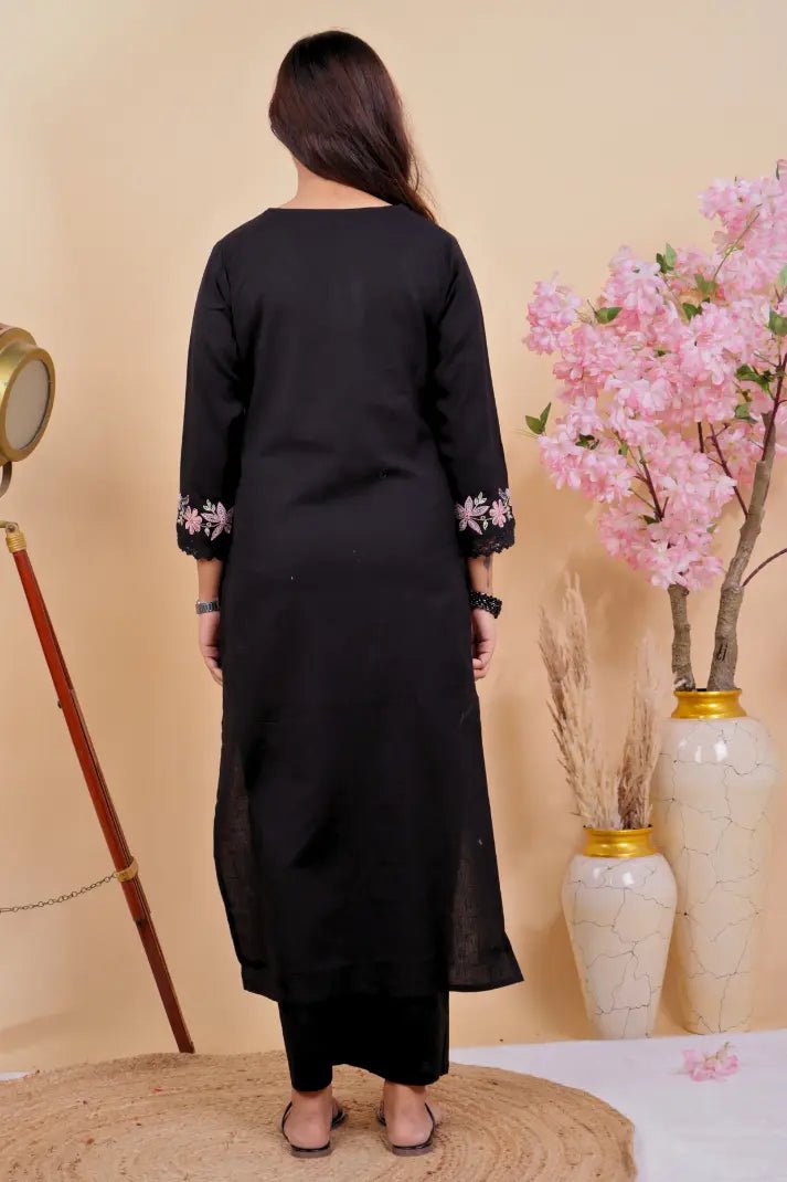 Elegant Black Kurta Set – A Fusion of Comfort & Style - Qurbat