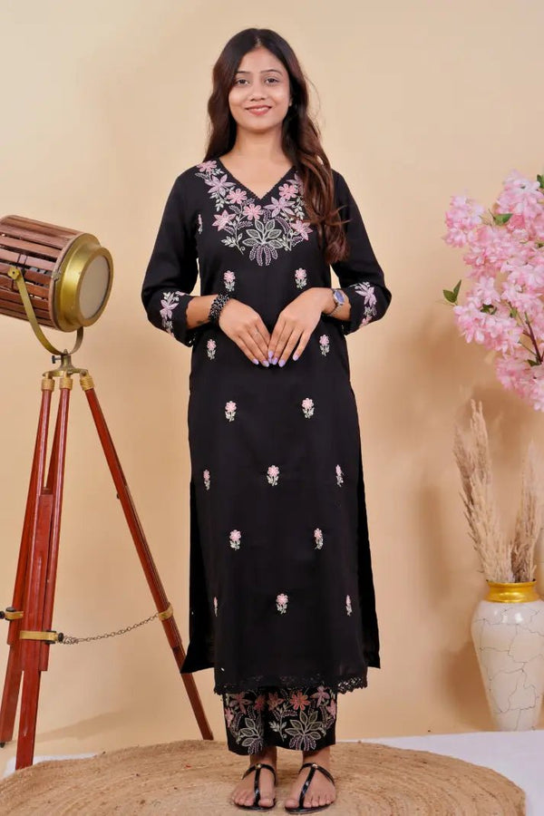 Elegant Black Kurta Set – A Fusion of Comfort & Style