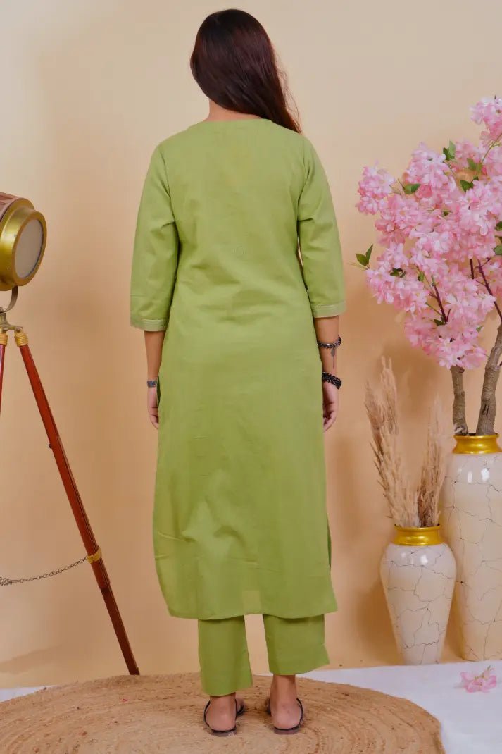 Elegant Embroidered Cotton Kurta Set - Qurbat