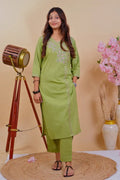 Elegant Embroidered Cotton Kurta Set - Qurbat