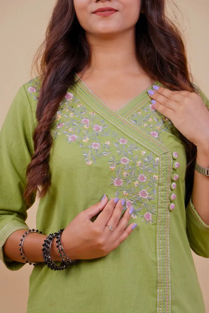 Elegant Embroidered Cotton Kurta Set - Qurbat