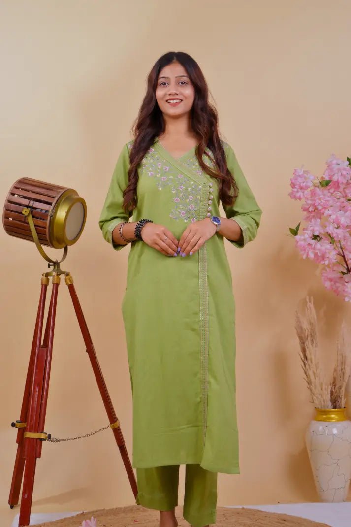 Elegant Embroidered Cotton Kurta Set - Qurbat