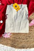 Elegant Off - White Cotton Kurta Set with Subtle Embroidery – 2 Piece Everyday Classic - Qurbat