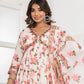 Ethereal Floral Print Anarkali Suit Set - Qurbat