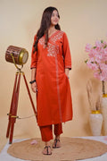 Ethnic Embroidered Cotton Kurta Set – Comfort & Elegance - Qurbat