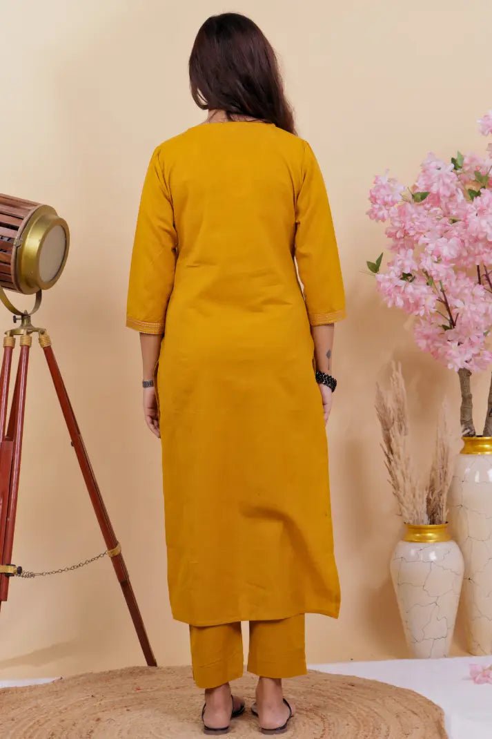 Floral Embroidery Straight Fit Kurta Set - Qurbat