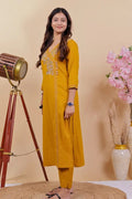 Floral Embroidery Straight Fit Kurta Set - Qurbat