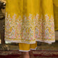 Golden Paisley Embroidered Anarkali Suit Set - Qurbat