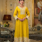 Golden Paisley Embroidered Anarkali Suit Set - Qurbat