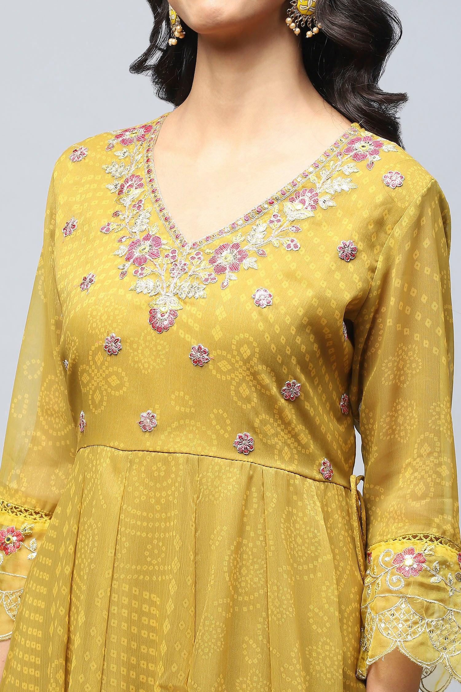 Green Anarkali Suit Set with Resham Embroidery for Women - Qurbat