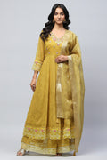 Green Anarkali Suit Set with Resham Embroidery for Women - Qurbat