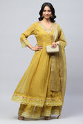 Green Anarkali Suit Set with Resham Embroidery for Women - Qurbat