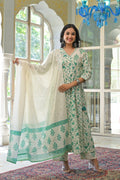 Green Cotton 3 - Piece Suit Set - Qurbat