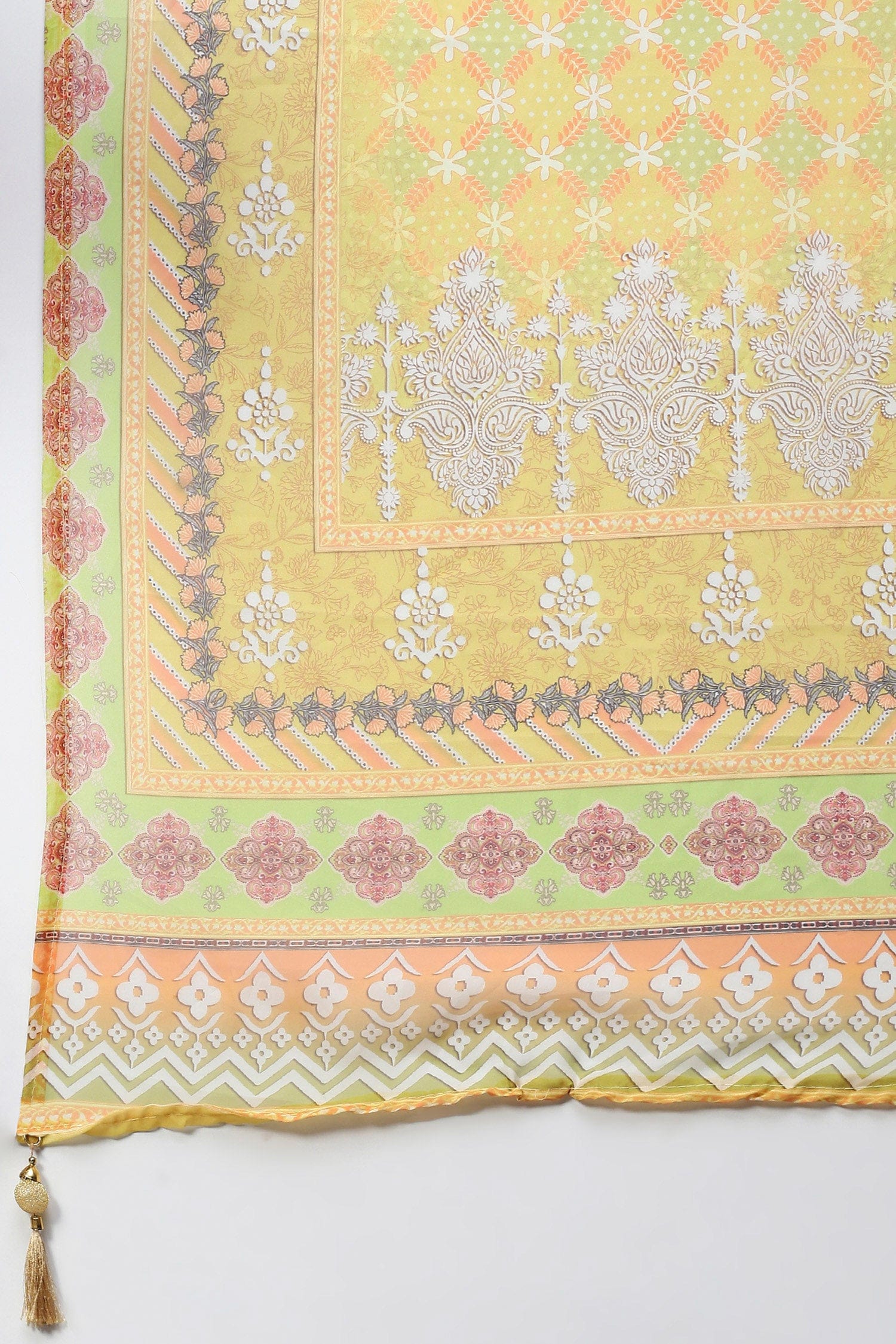 Green Crepe Printed Suit Set for Women with Hand Embroidery - Qurbat